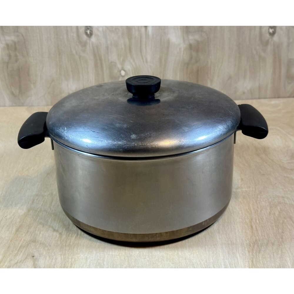 Vintage REVERE WARE 4.5 Quart Qt Copper Bottom Stock Pot  1801 With Lid